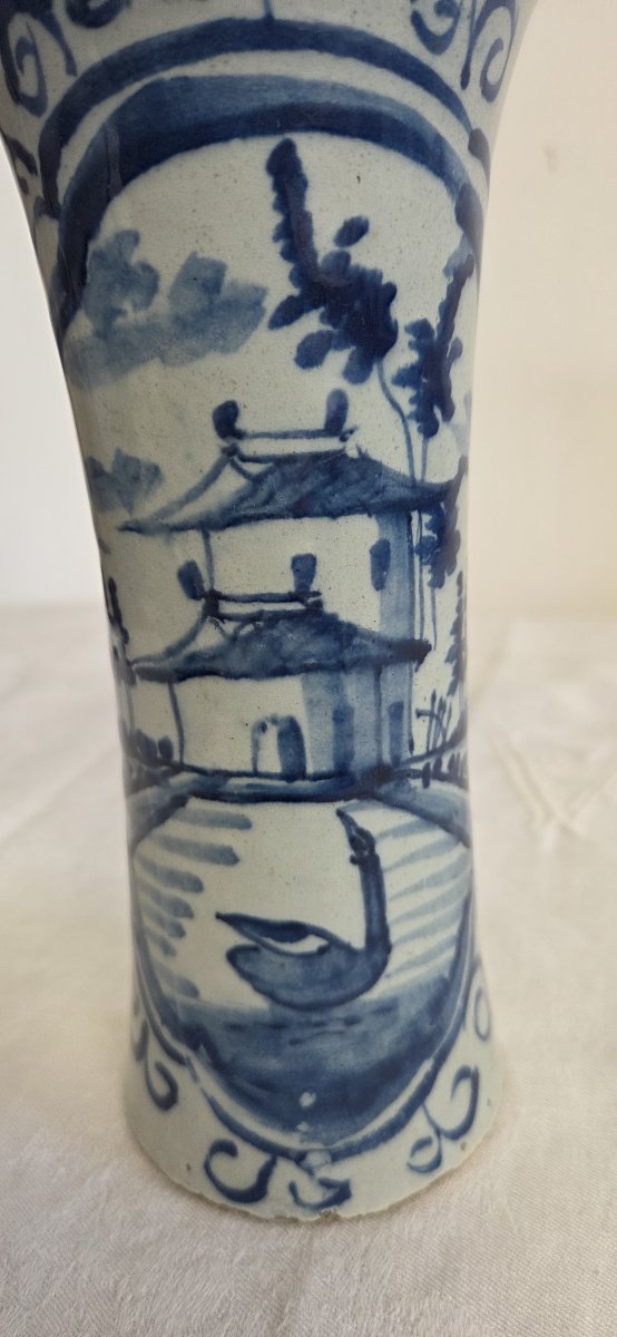 Delft Earthenware Cone-shaped Vase - 18th Century-photo-3