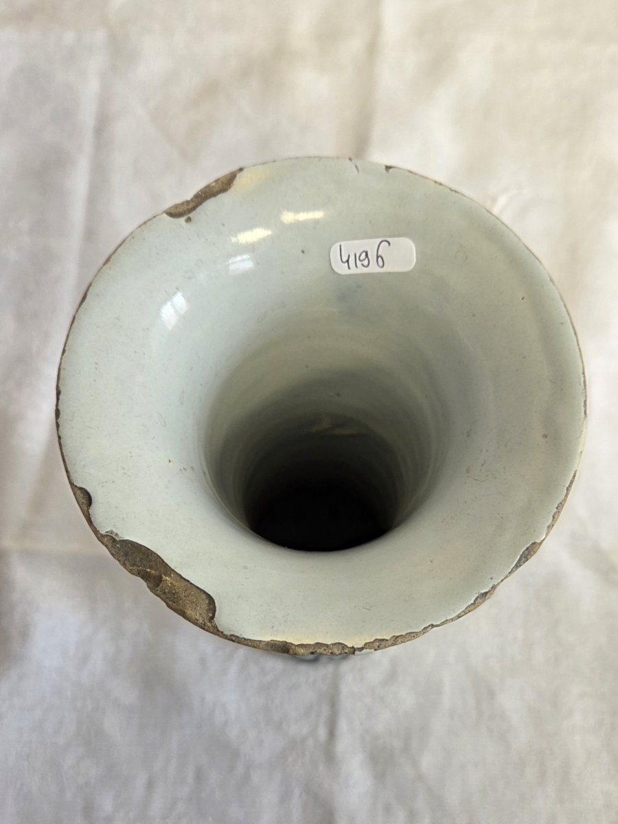 Delft Earthenware Cone-shaped Vase - 18th Century-photo-4