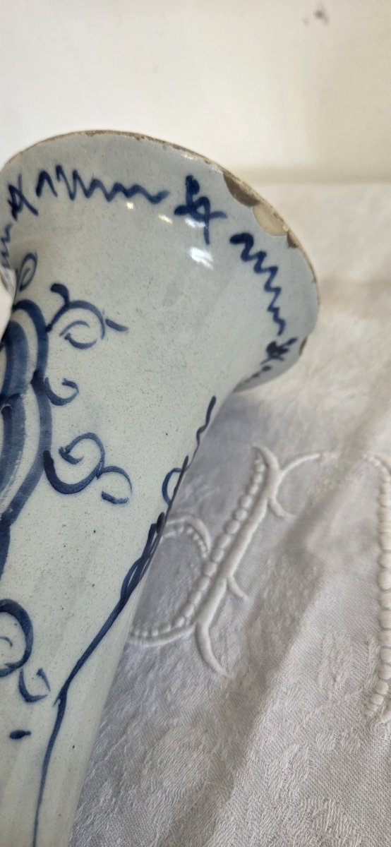Delft Earthenware Cone-shaped Vase - 18th Century-photo-6