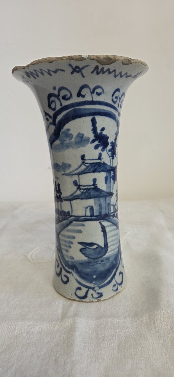 Delft Earthenware Cone-shaped Vase - 18th Century