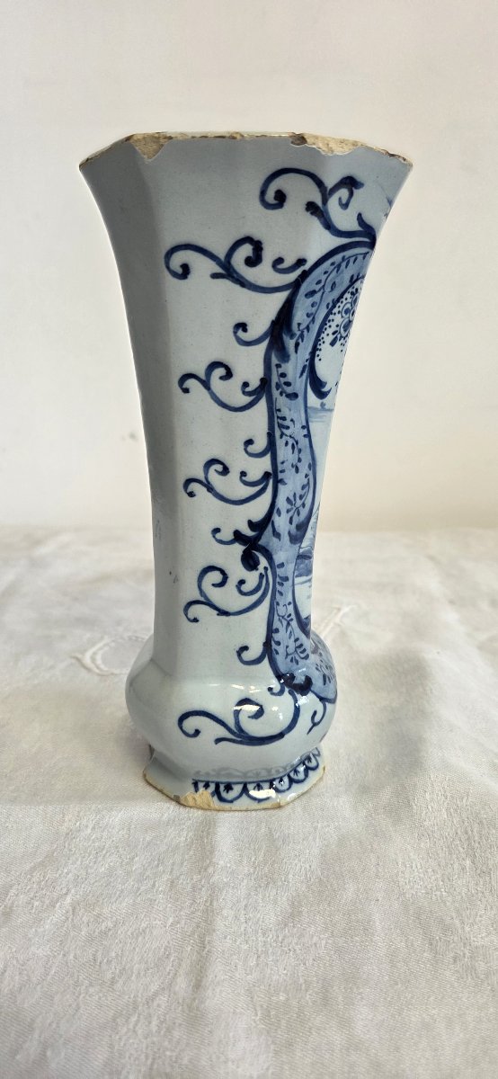 Vase cornet en faïence de Delft - XVIIIème-photo-4