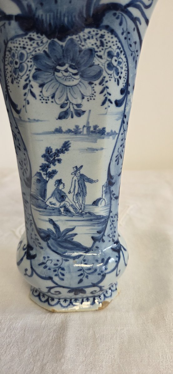 Vase cornet en faïence de Delft - XVIIIème-photo-1
