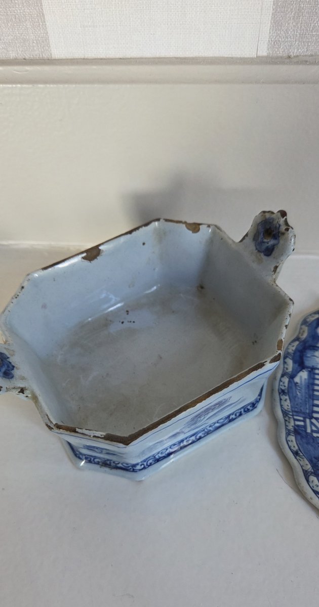 18th Century Delftware Covered Pot-photo-3