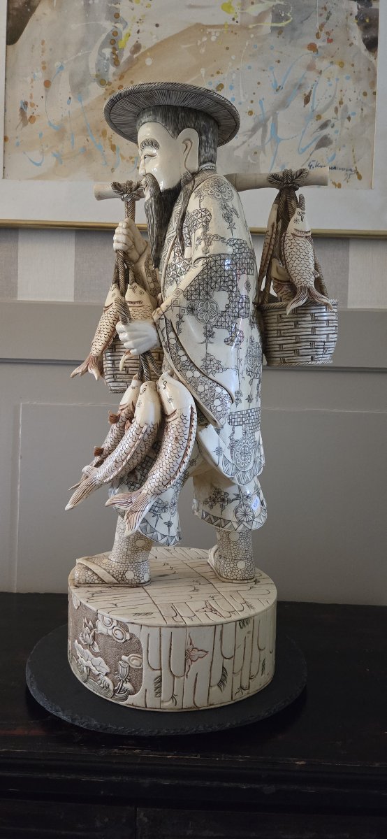ASIE imposante Sculpture - PêcheurXXème-photo-4