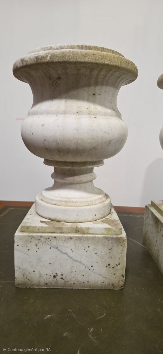 Pair Of Marble Vases (napoleon III Period)-photo-2