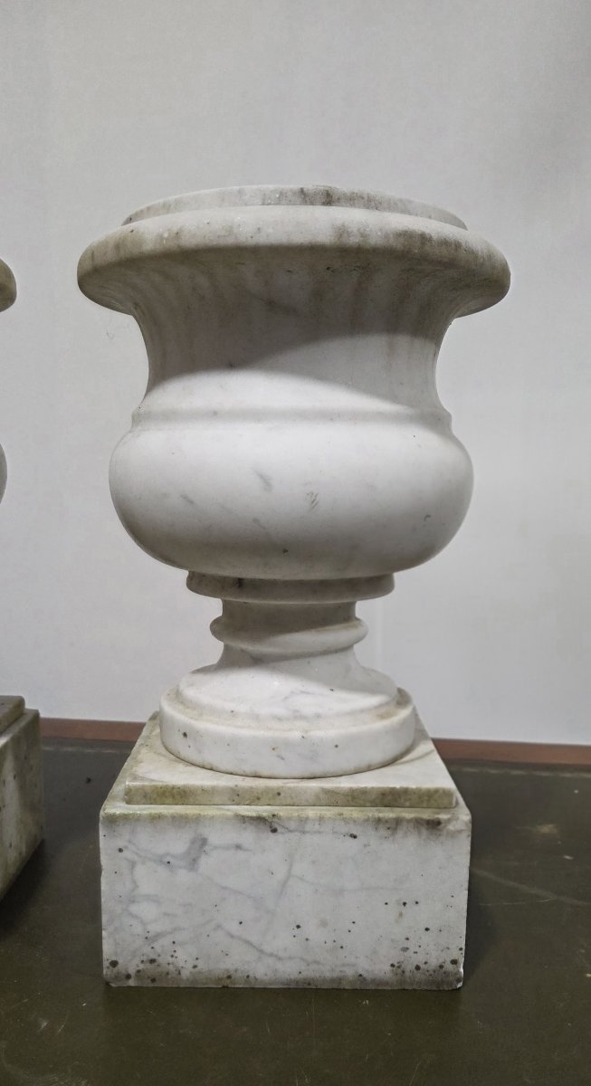 Pair Of Marble Vases (napoleon III Period)-photo-3