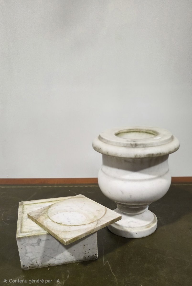 Pair Of Marble Vases (napoleon III Period)-photo-2
