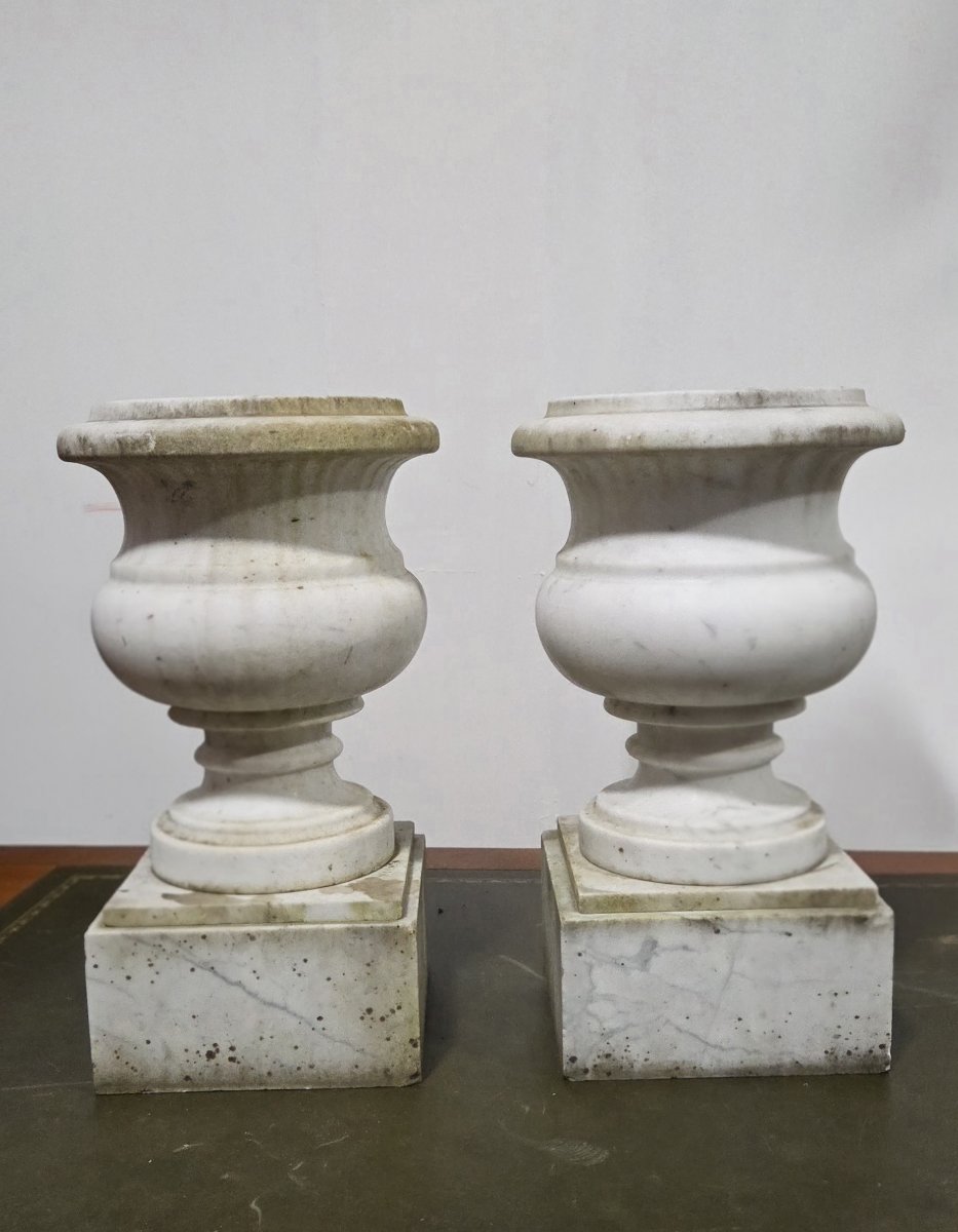 Pair Of Marble Vases (napoleon III Period)