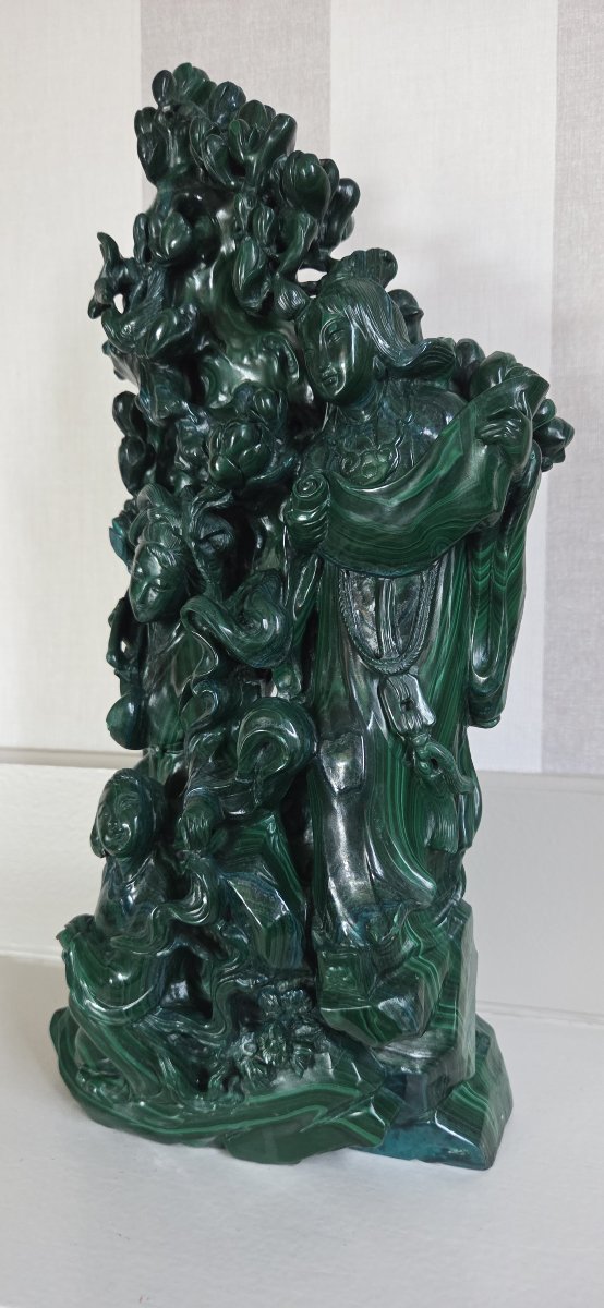 Carved Malachite Group - China, 20th Century-photo-2