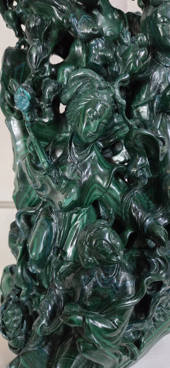 Carved Malachite Group - China, 20th Century-photo-1
