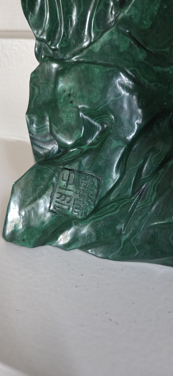 Carved Malachite Group - China, 20th Century-photo-4