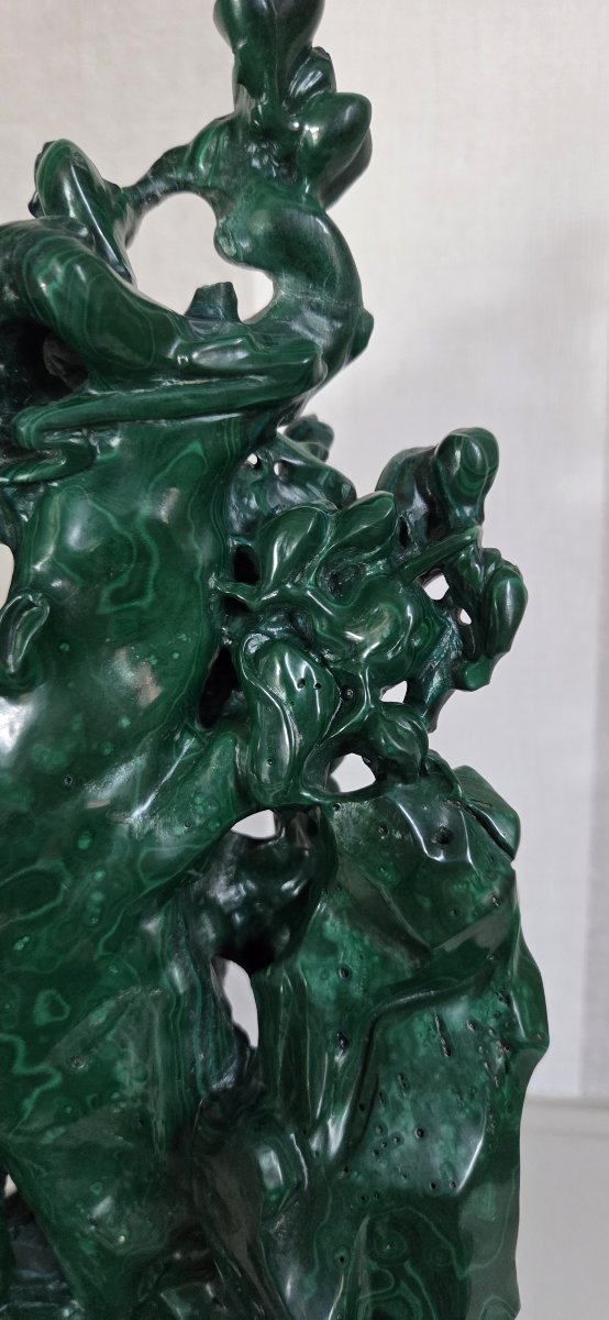 Carved Malachite Group - China, 20th Century-photo-6