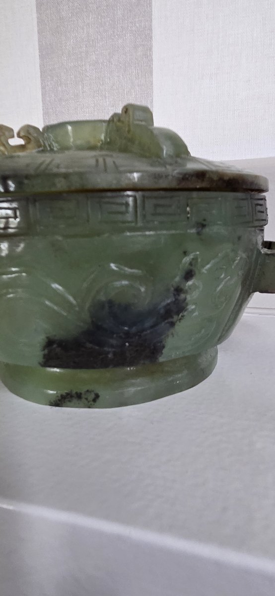 Coupe couverte - Brûle parfum en jade - Chine - XXème-photo-3