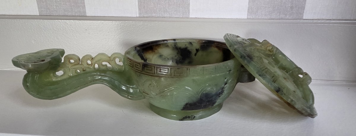 Coupe couverte - Brûle parfum en jade - Chine - XXème-photo-4