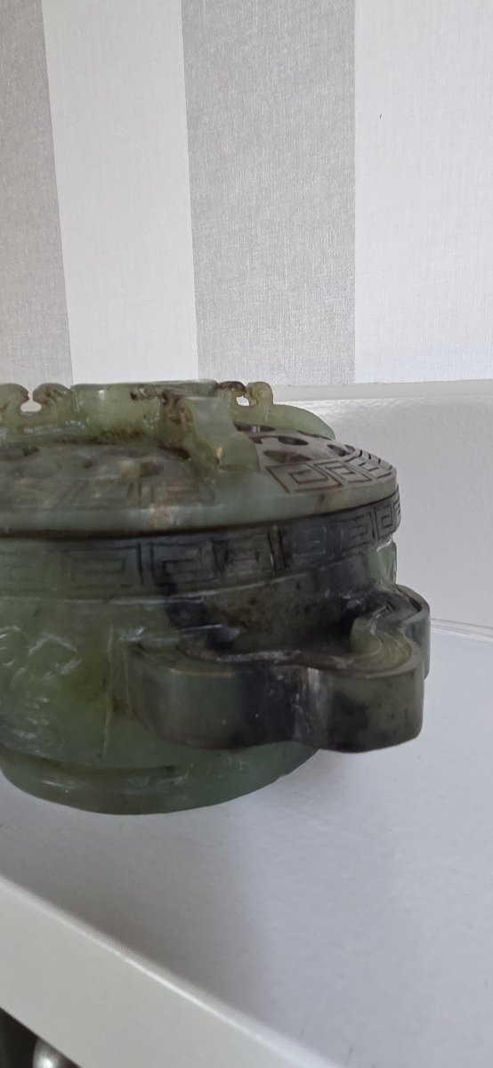 Coupe couverte - Brûle parfum en jade - Chine - XXème-photo-1