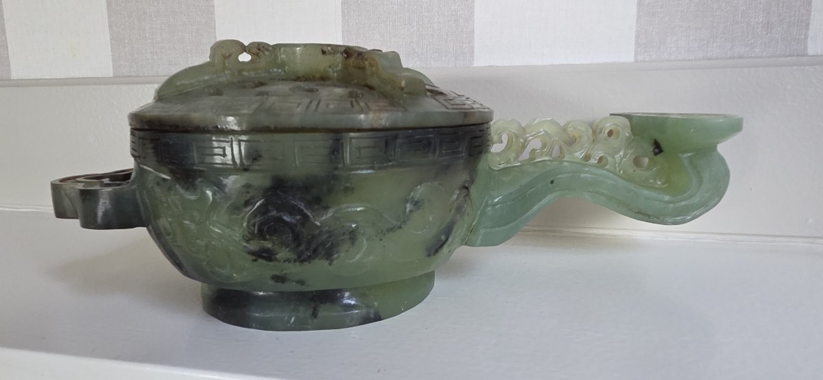 Coupe couverte - Brûle parfum en jade - Chine - XXème-photo-5