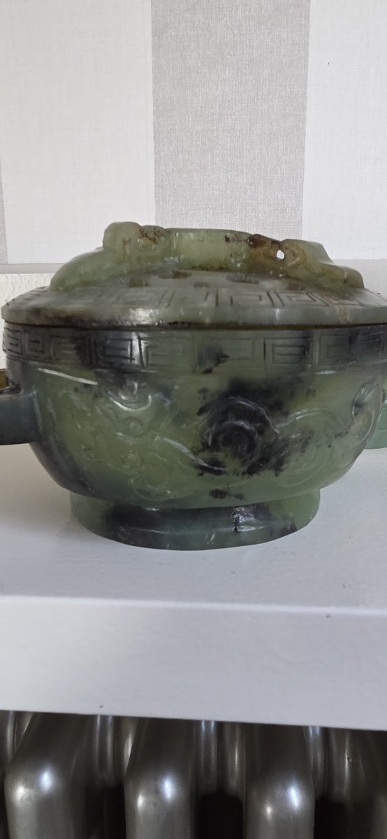 Coupe couverte - Brûle parfum en jade - Chine - XXème-photo-6
