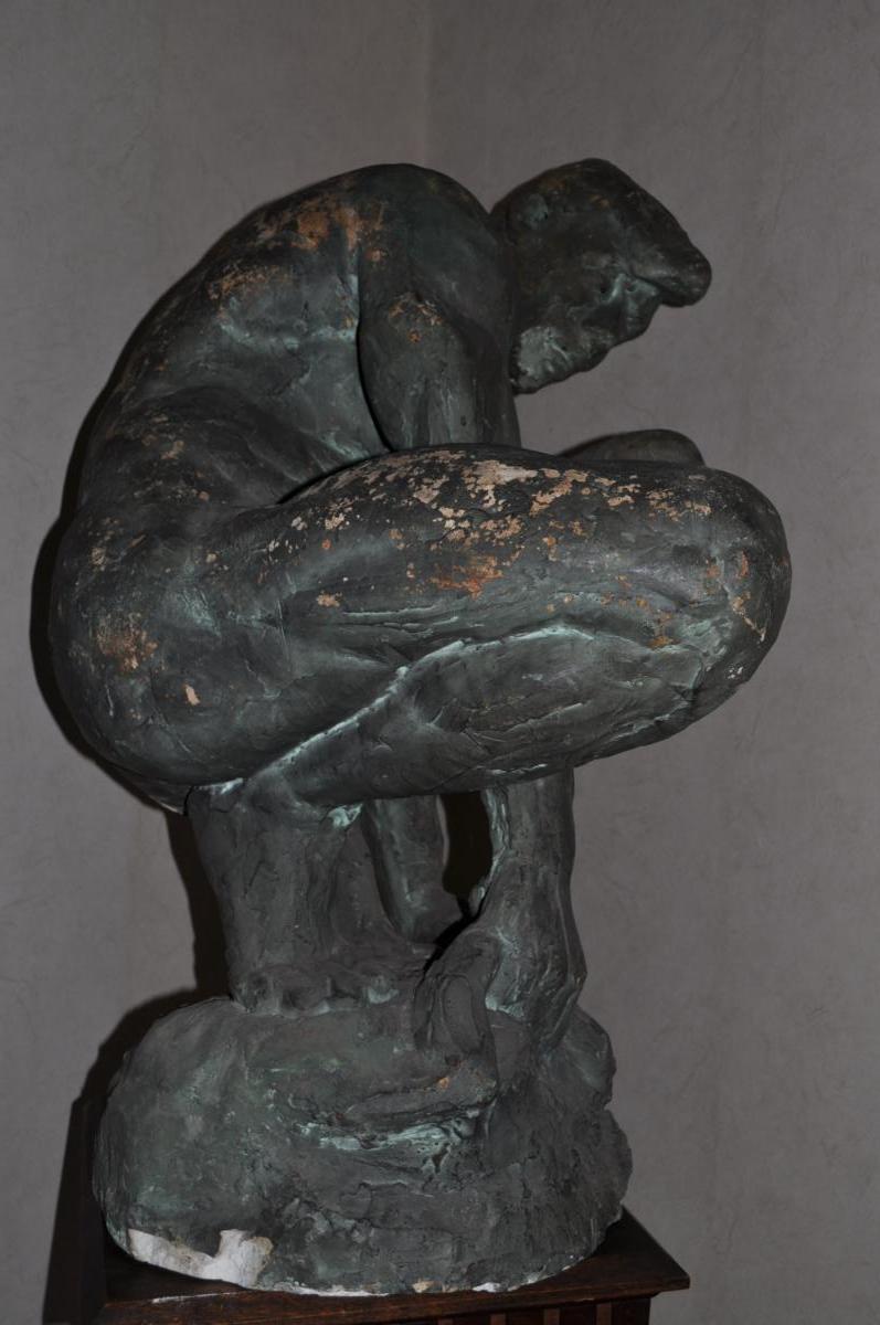 Sculpture, Ernesto De Fiori, Plâtre d'atelier Signé-photo-1