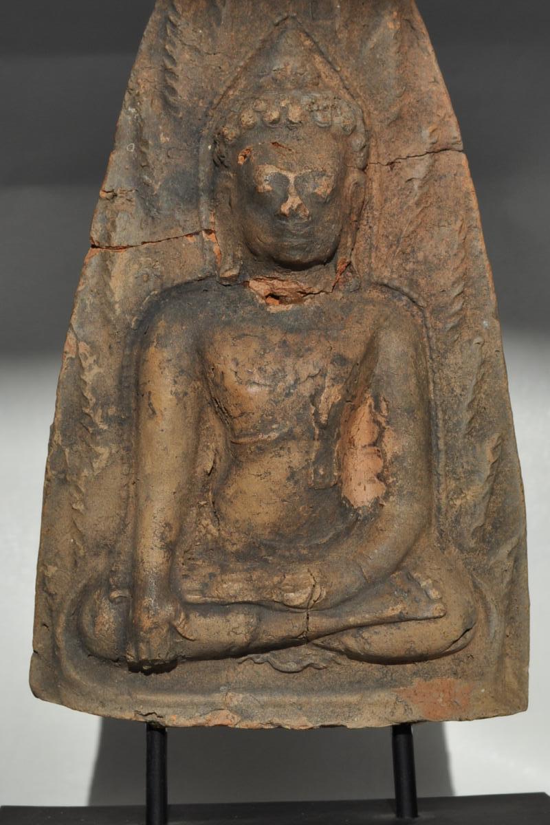Stèle, Bouddha En Terre Cuite 9-10e Siècle-photo-3