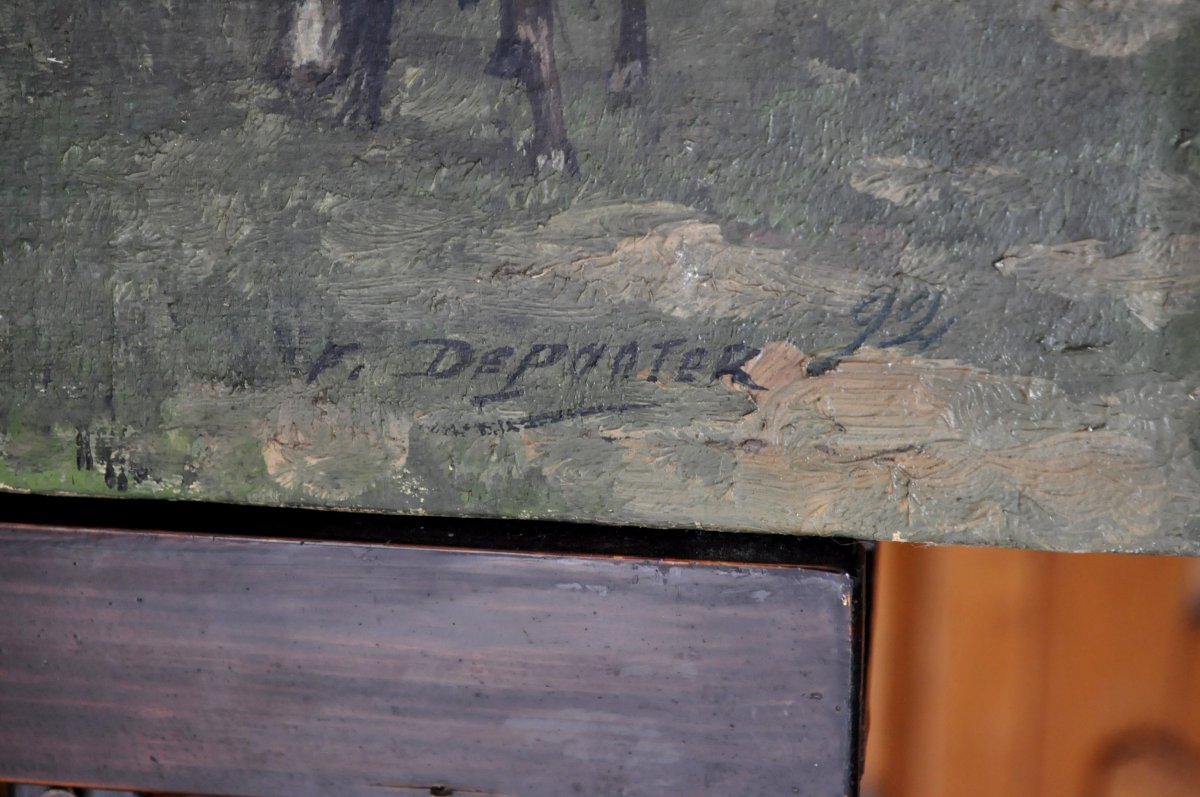 Table - Painting - Oil On Canvas Signed Depooter Frans 1898-1987-photo-2