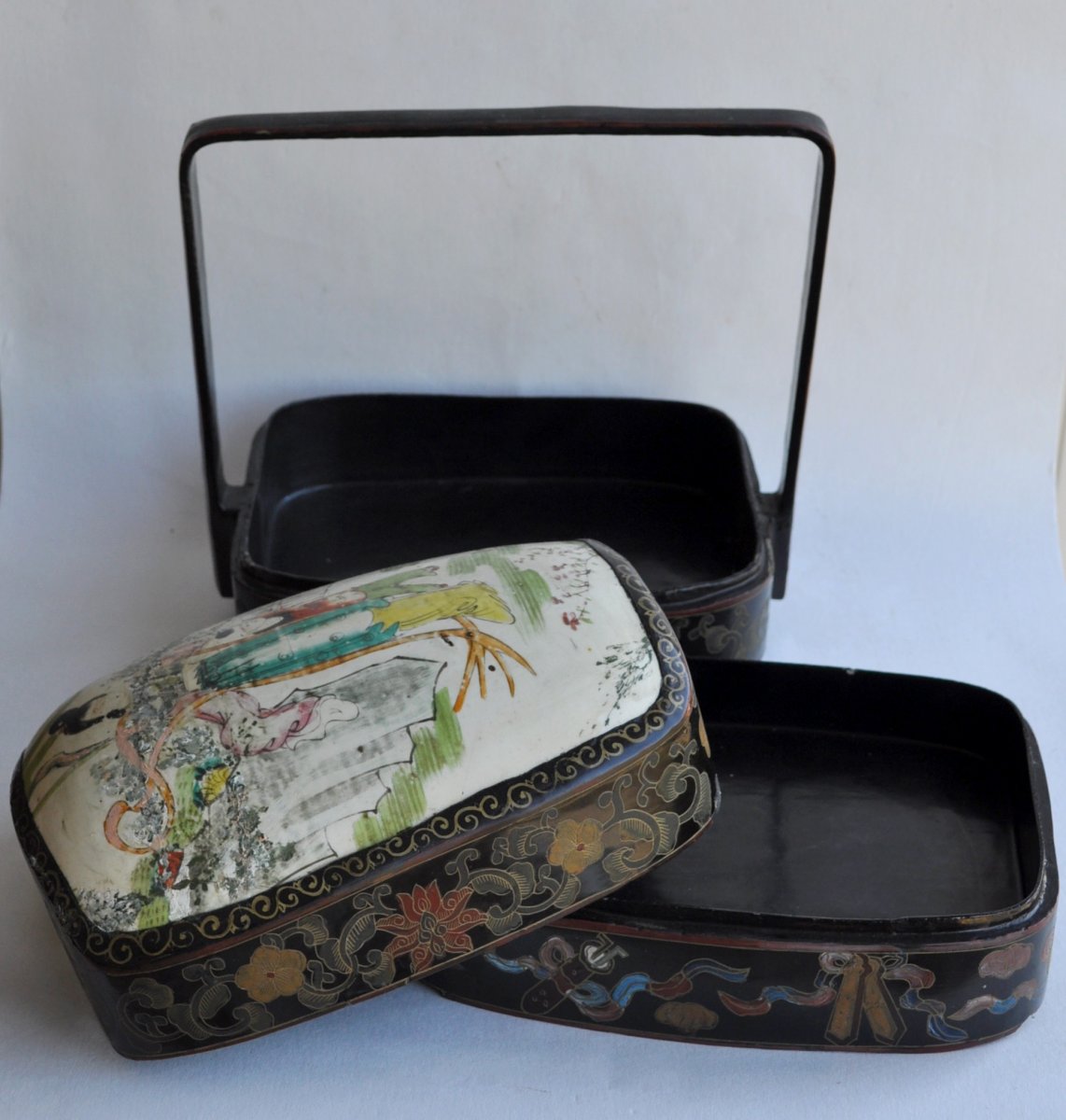 Japan - Picnic Box - Lacquer And Porcelain - 19th-photo-3