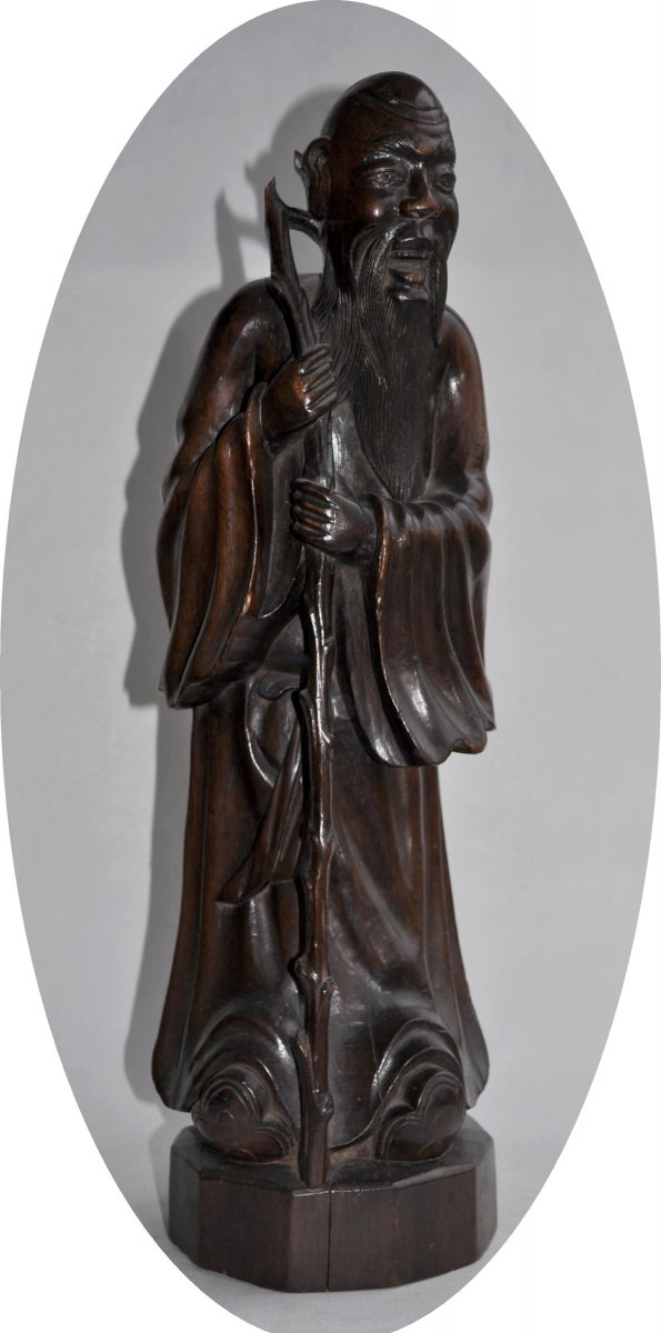 Wood Sculpture - China 19th - Immortal