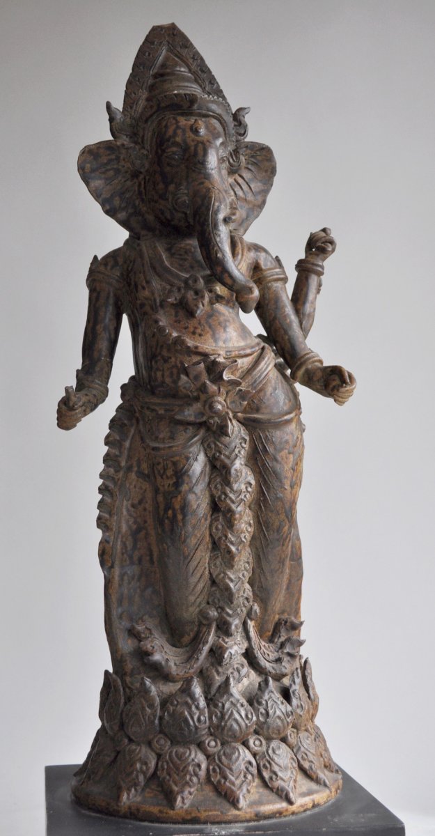 India - Ganesh Sculpture With 3 Arms - Late 19th Century-photo-2