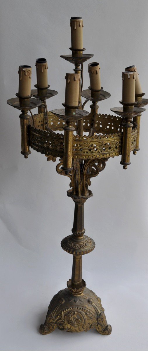 .......important Gilt Bronze Candlestick - XIXth-photo-3