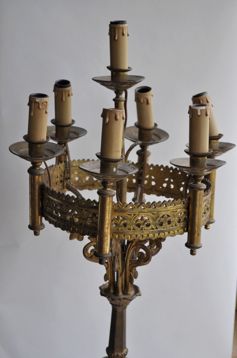 .......important Gilt Bronze Candlestick - XIXth-photo-4