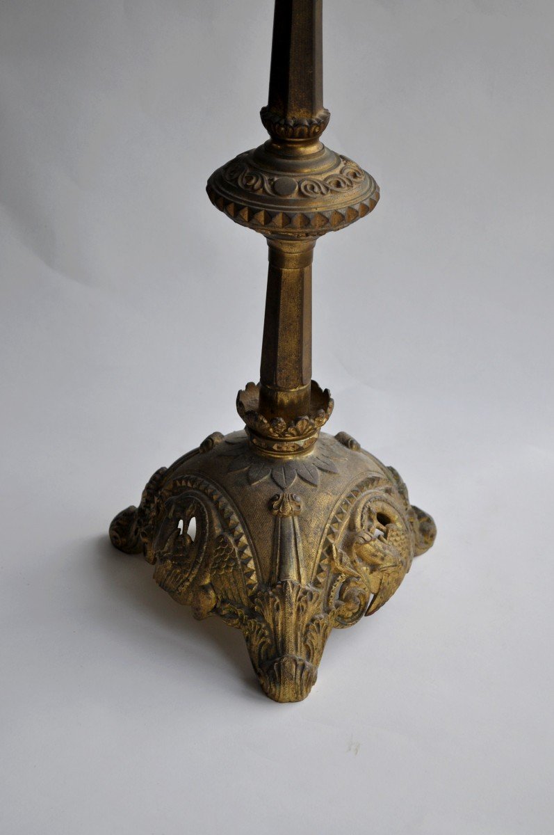 .......important Gilt Bronze Candlestick - XIXth-photo-1