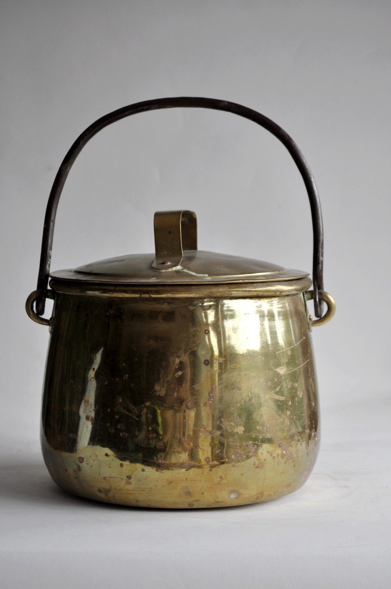 Cauldron Or Pot Covered In Yellow Copper - XIXth-photo-3