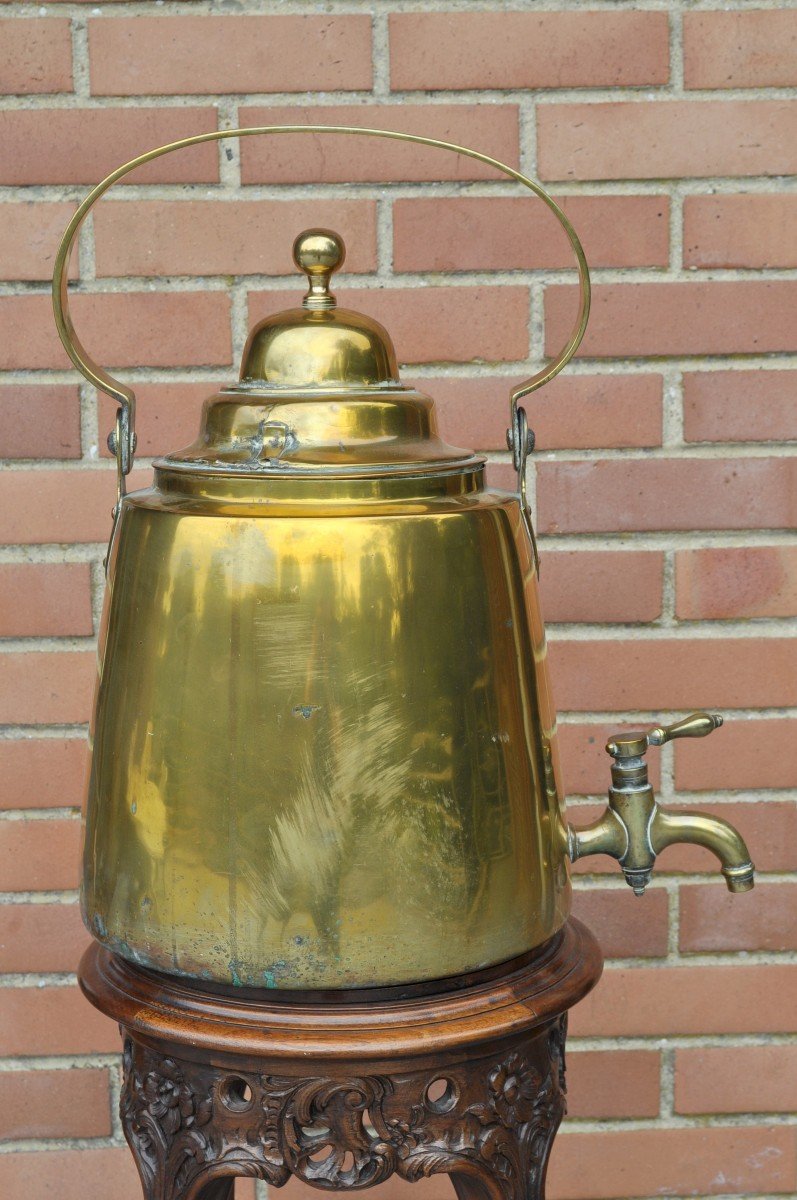 Grande Bouilloire De Table - Fontaine De Table - Cuivre Jaune - 18ème Siècle-photo-3