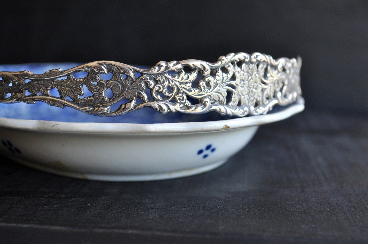 Makkum Porcelain - Mid 19th Century - Porcelain And Silver Dish-photo-4