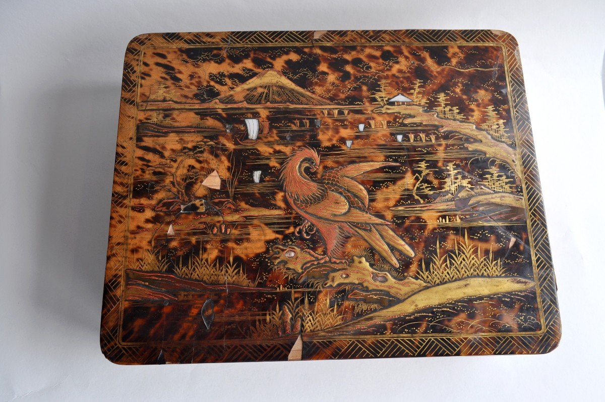 Tortoiseshell Game Box - Lacquered - Meiji Period-photo-2