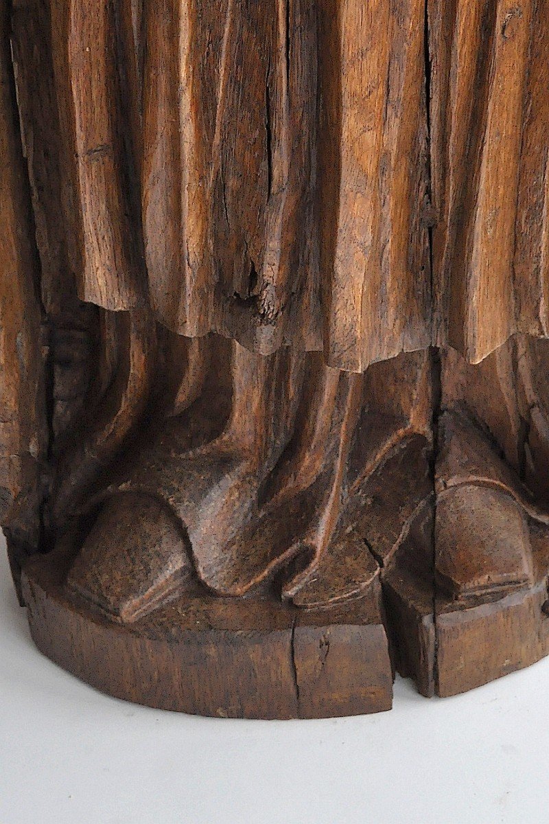 Sculpture - Statue Of Bishop - Carved Wood - Circa 1600-photo-8