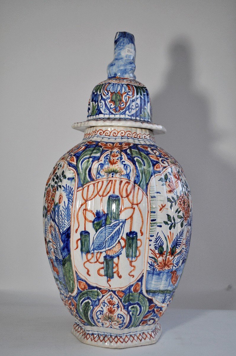 Pot Couvert En Faïence Polychrome De Delft - Samson  XVIIIème - XIX éme-photo-1
