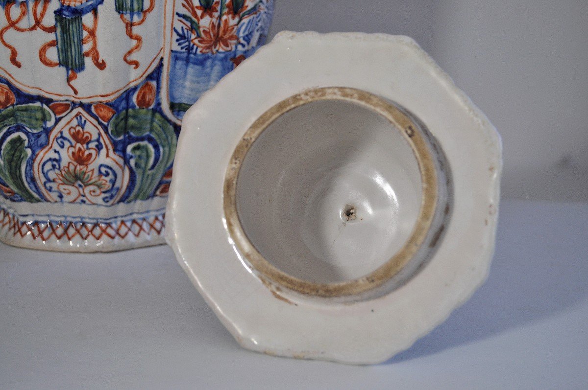 Pot Couvert En Faïence Polychrome De Delft - Samson  XVIIIème - XIX éme-photo-3
