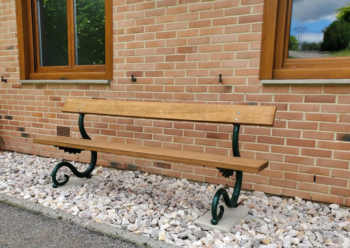 Banc De Jardin En Fonte Et Bois Fin XIXème