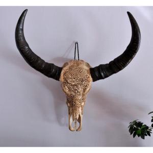 Sculpture - Buffalo Skull - Carved - Dragon Decorations