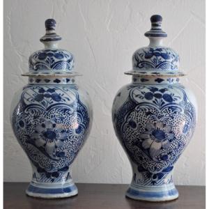 Delft - Paire De Pots Couverts - XVIIIème