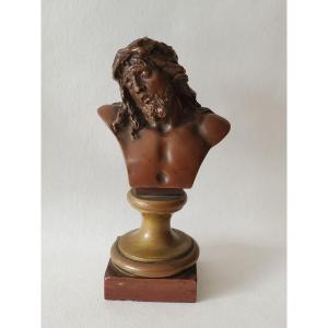 Buste En Bronze - Sculpture Du Christ - XIXème