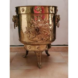 Chaudron - Cache Pot En Laiton - Circa 1800