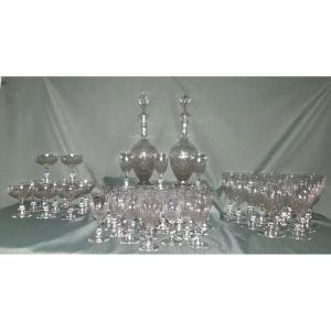 Cristallerie Saint Louis - Crystal Glasses + 2 Carafes - Massenet Model