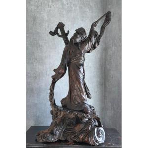 19th Century Asian Deity Sculpture - Hardwood