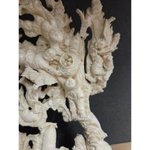 Sculpted Group In White Coral - 20th Century