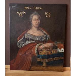 Oil On Canvas - Portrait Of Maria Theresa Of Austria - 18th Century