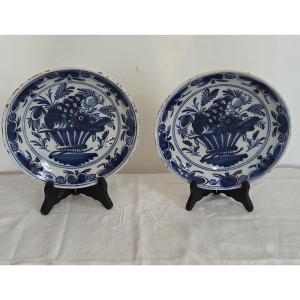 Pair Of Delft Earthenware Plates - 18th Century