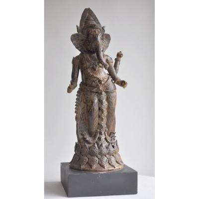 Inde - Sculpture Ganesh à 3 Bras - Fin 19ème Siècle