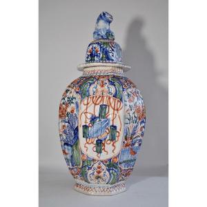 Covered Pot In Polychrome Earthenware From Delft - Samson  18 - 19 éme