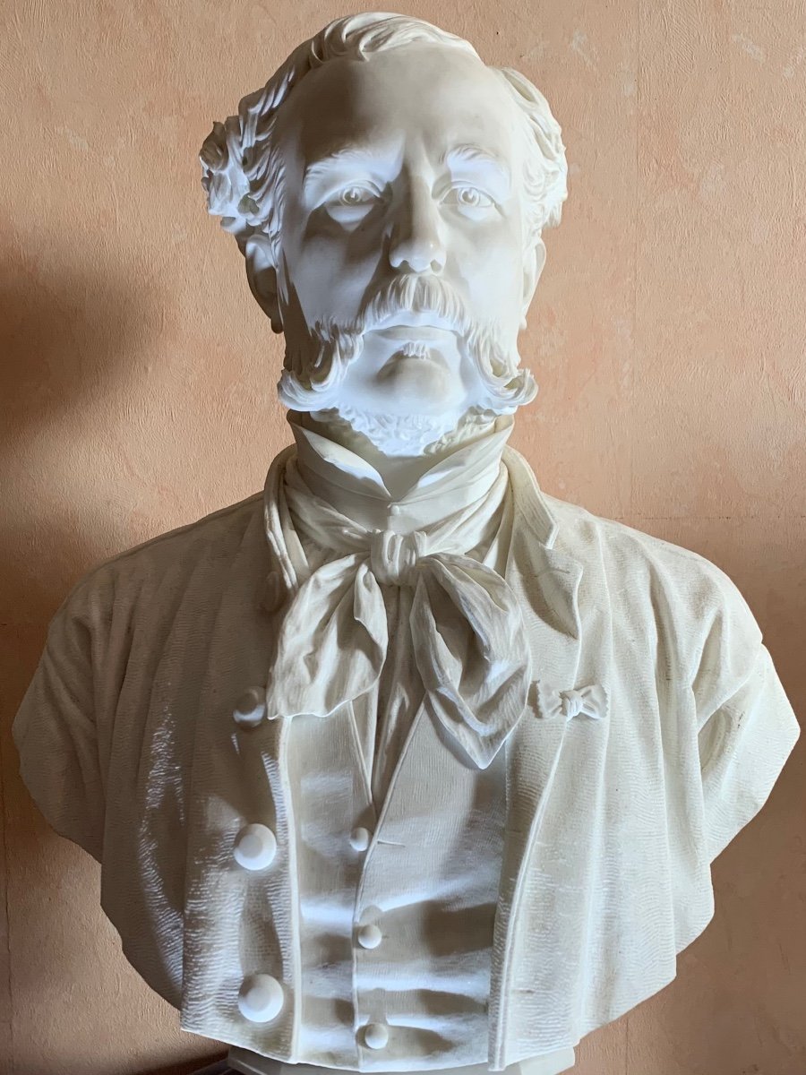 «Jean Jules Cambos 1828-1917» Grand Buste En Mabre Daté 1859-photo-1